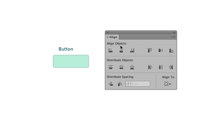 Animated demonstration of aligning objects to a key object in Illustrator