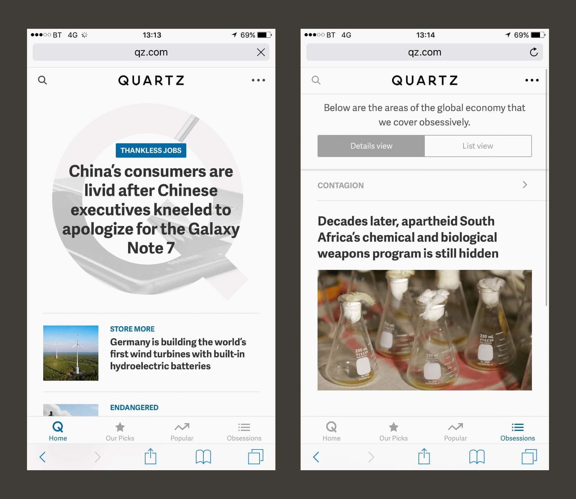 Quartz website navigation as a hamburger menu alternative