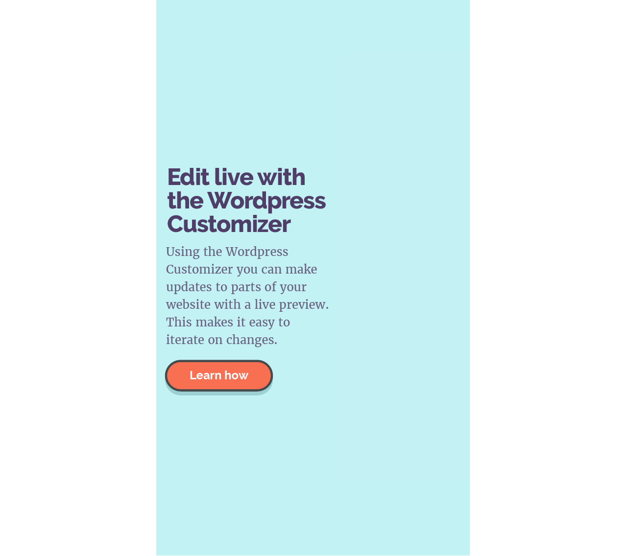 Small screen layout with title, description and button before adding the image