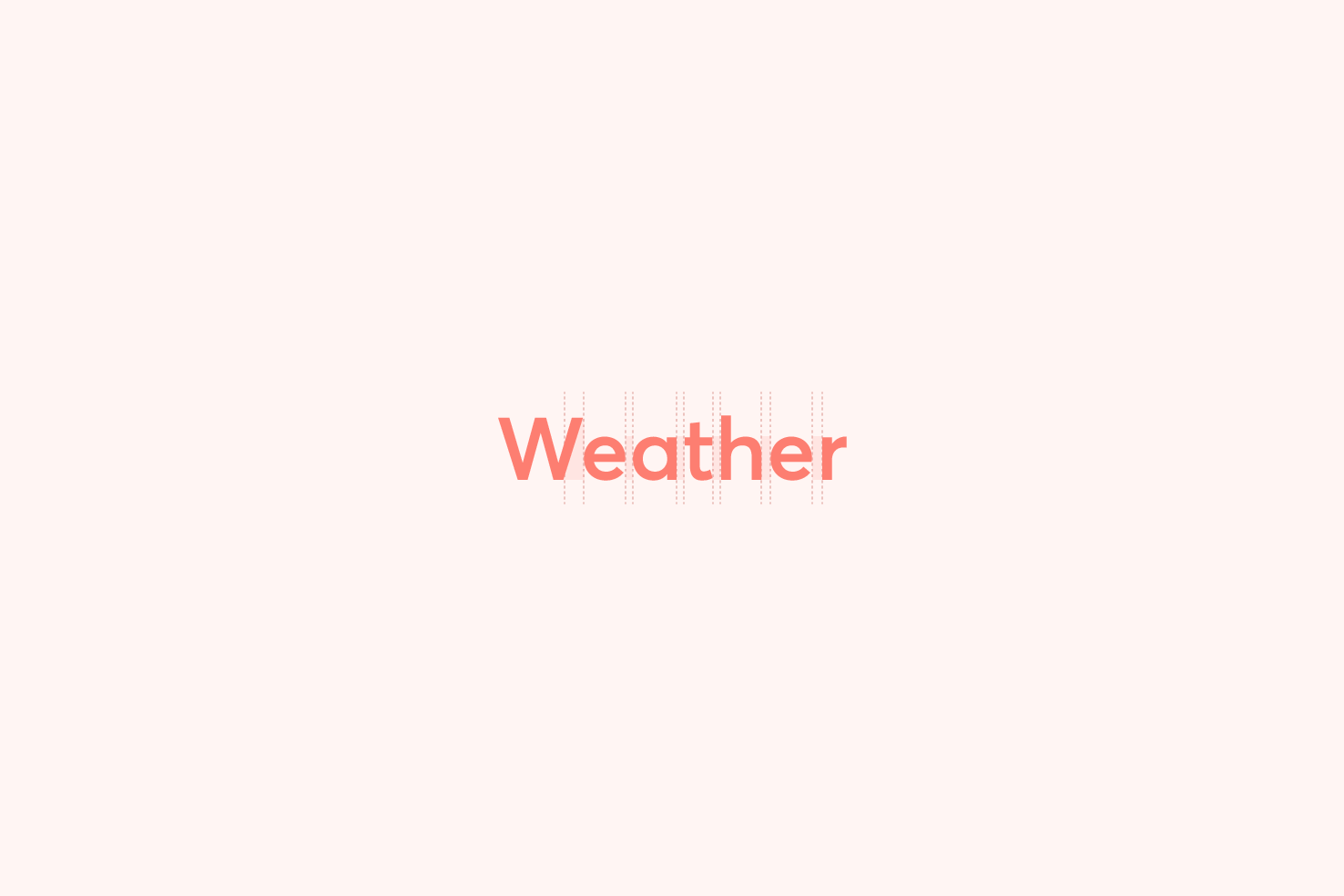 The word kerning with guides showing the space between each letter