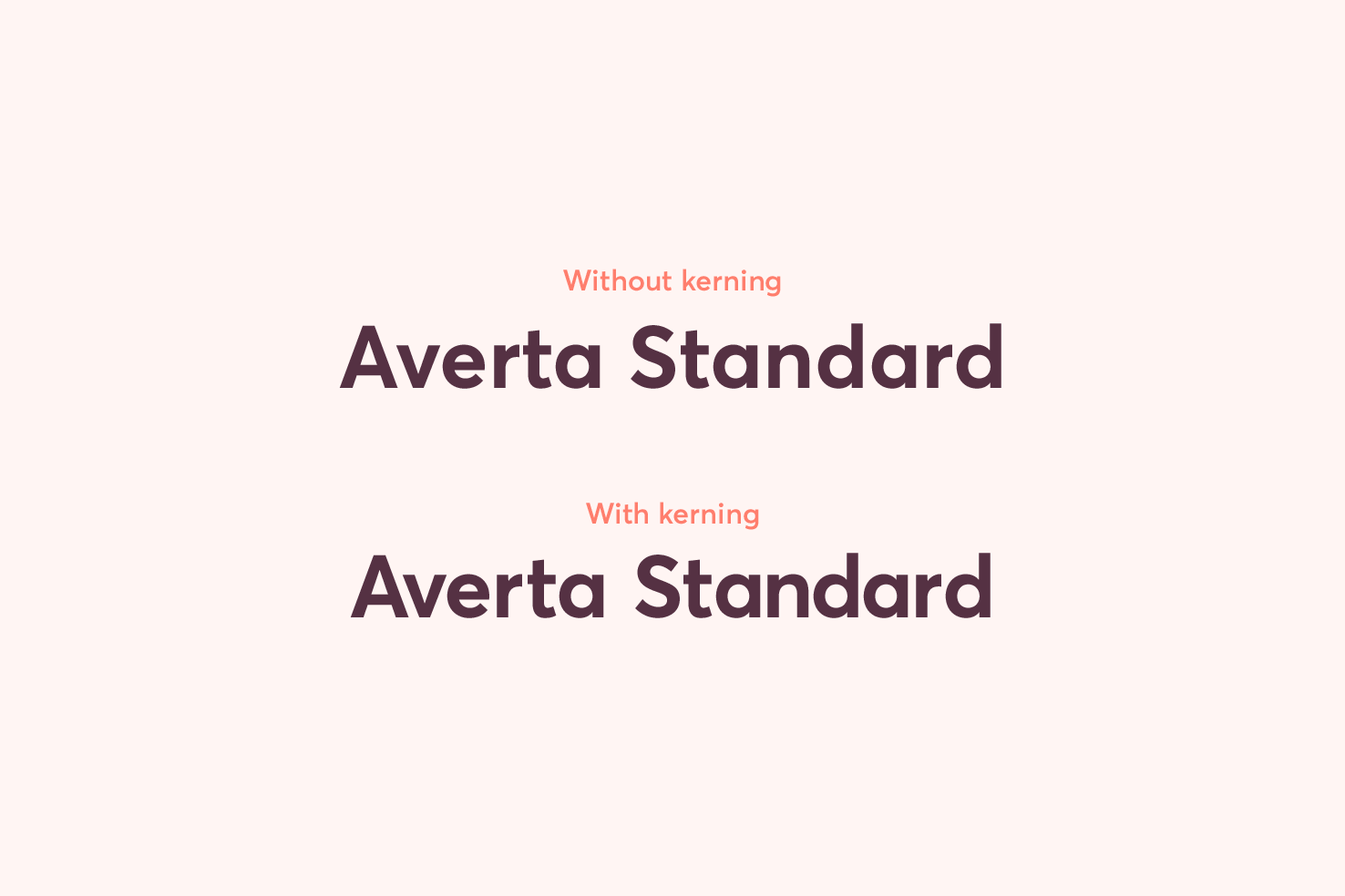 Comparing text with and without manual kerning applied