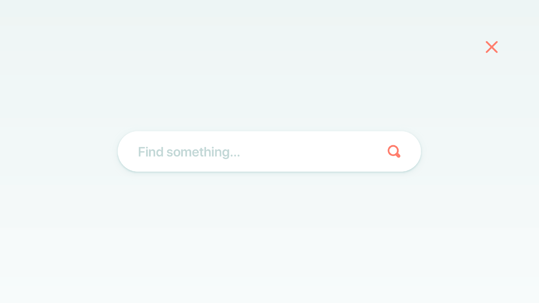 Desktop search overlay design with large input field and icons