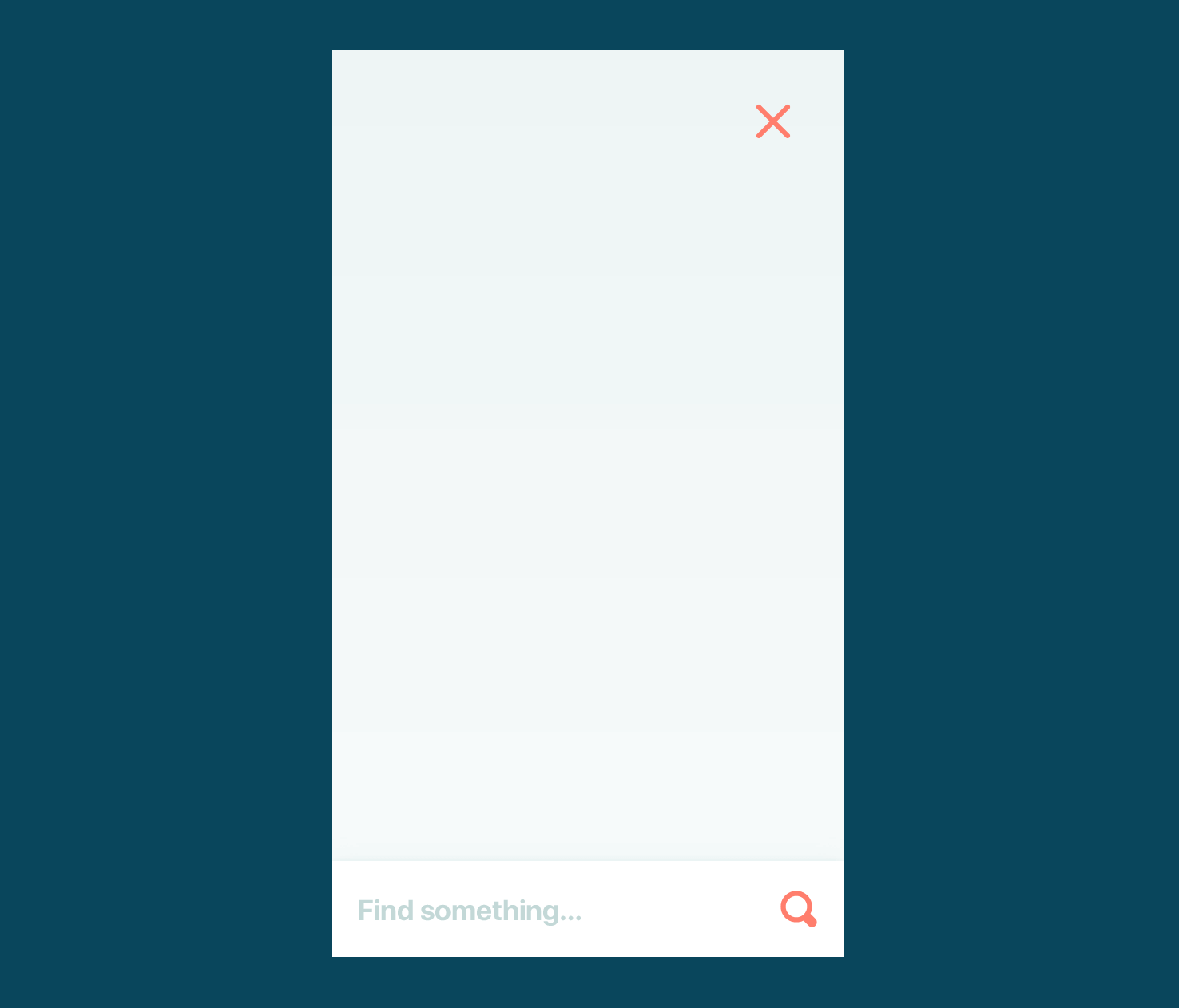 Small screen search overlay design with input positioned at the bottom
