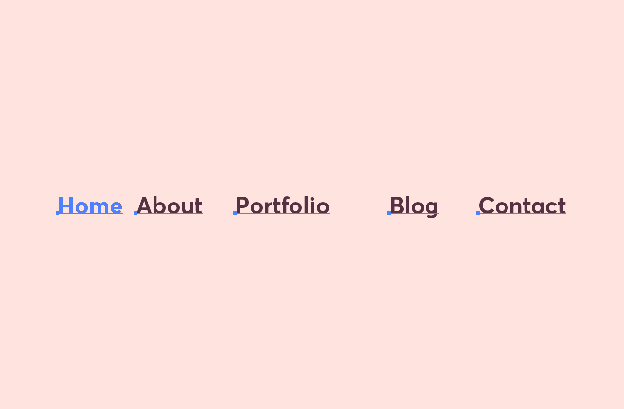 Home, About, Portfolio, Blog and Contact selected, with Home highlighted in blue as the key object