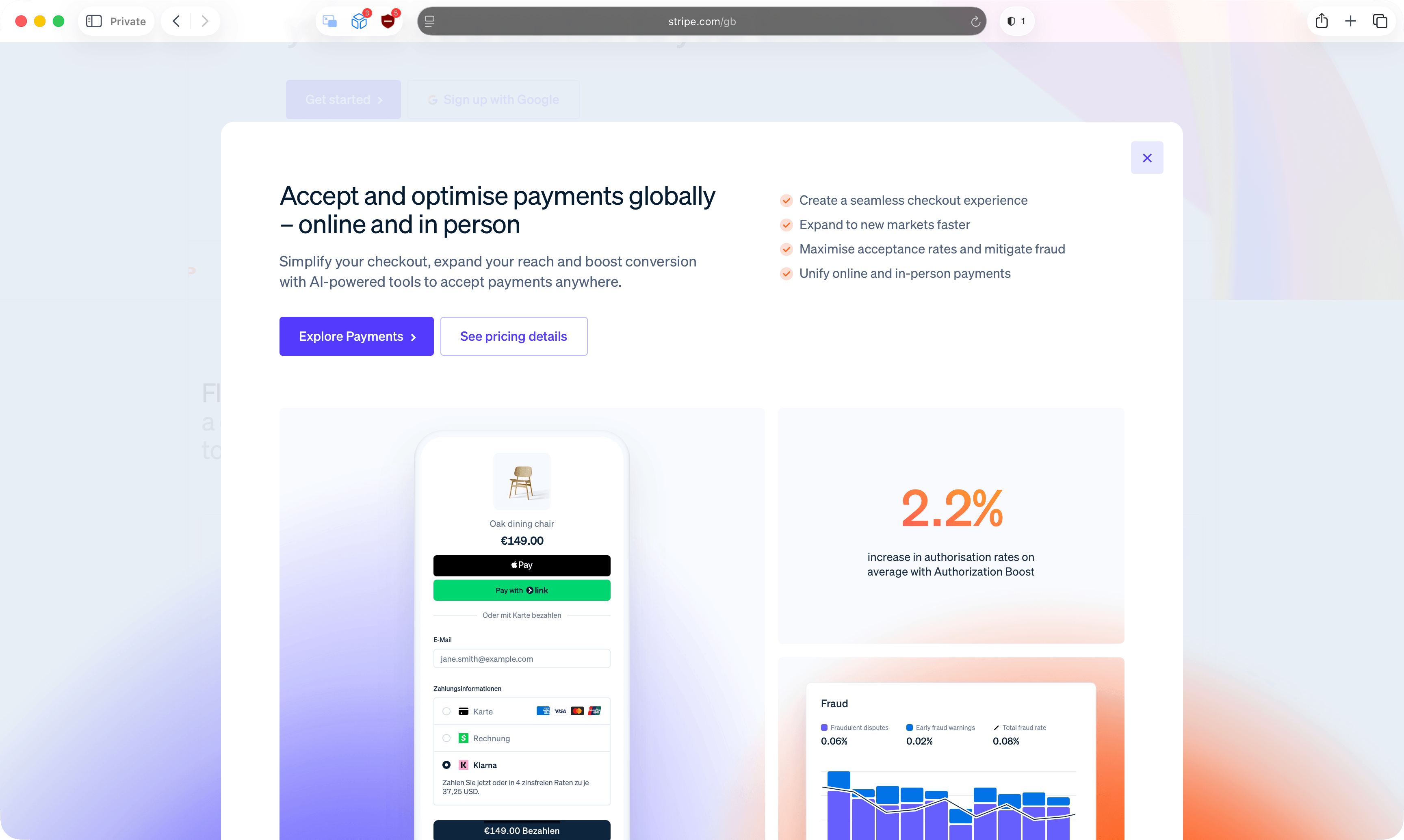 Stripe payments information
